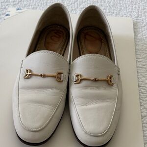 Sam Edelman White Leather Loafers with Gold Accent
